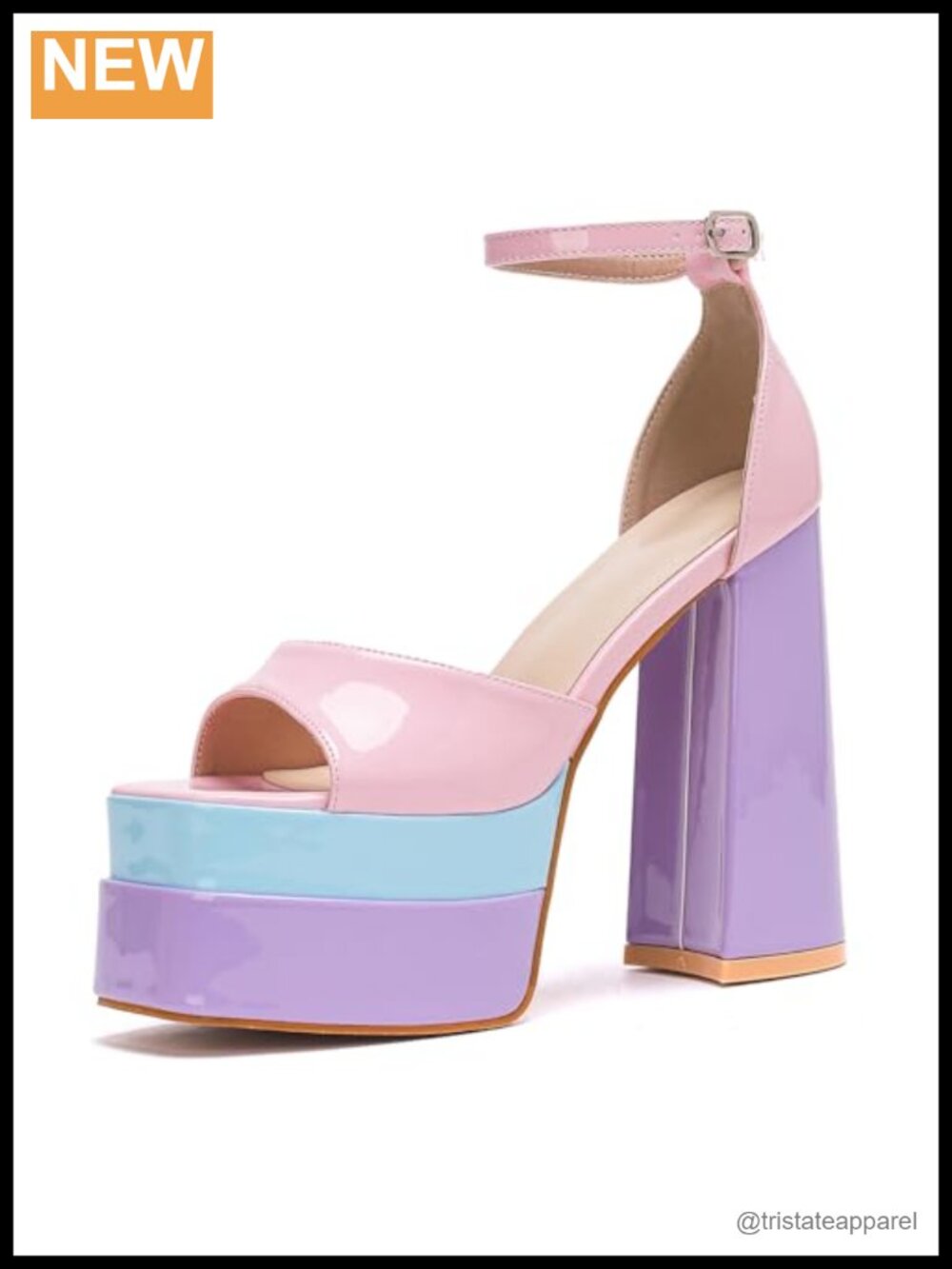 Women's Chunky Platform Heeled Sandals Square Open Toe Ankle Strap